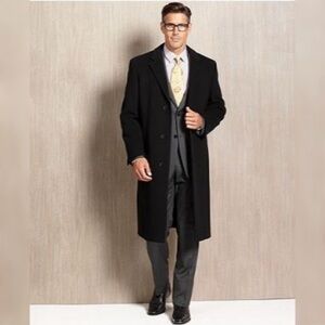 Lauren Ralph Lauren‎ Men Wool Cashmere Pea coat Overcoat size 50 R black classic